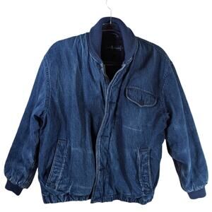 Ralph Lauren Vintage 90's Denim Bomber Jacket Distressed Men's Size M Rare